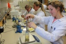 Eine exakte Probenvorbereitung ist wichtig: Einwaage von Butter zur Untersuchung in der Mikrobiologie